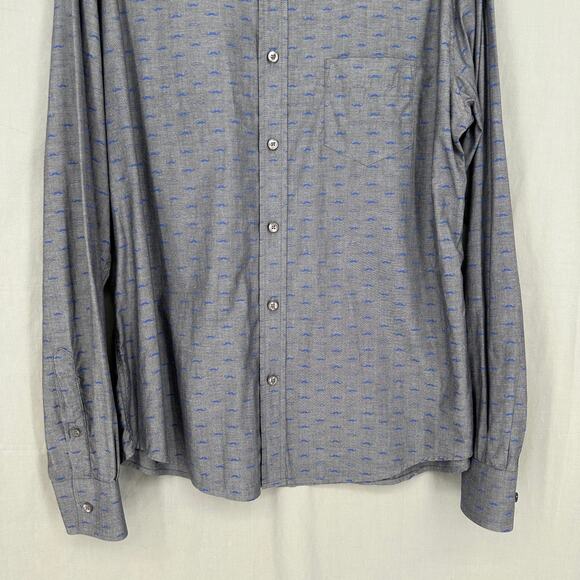 Vintage Kennington LTD Shirt Men Large Gray Mustache Print Novelty Button Estate - Picture 6 of 10